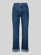 Straight fit jeans van katoenmix, model 'LAURA TURN UP'