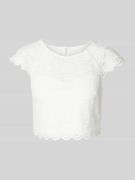 Kort T-shirt van gebloemd kant