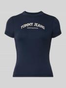 Slim fit T-shirt van katoenmix, model 'SLIM VARSITY'