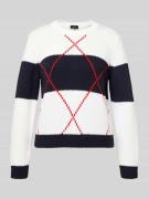 Gebreide pullover met ruitmotief en ronde hals