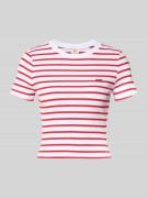 T-shirt in riblook met labelstitching