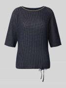 T-shirt met structuurmotief en tunnelkoord