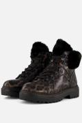 Tamaris Leopard Veterboots zwart Textiel