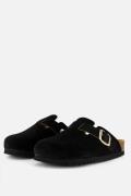 Scholl Fae Clogs Slippers zwart Suede