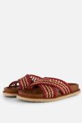 Cellini Raffia Slippers rood Textiel