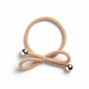 Ia Bon Hair Tie With Gold Bead Beige