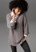 NU 25% KORTING: Aniston CASUAL Lange trui met vastgezette omslag bij d...