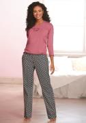 Vivance Dreams Pyjama met opschrift en gedessineerde broek (2-delig, 1...