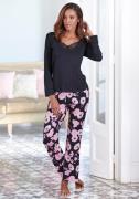 NU 20% KORTING: Lascana Pyjama met bloemmotief en kanten details (2-de...
