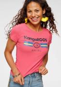 NU 20% KORTING: KangaROOS T-shirt met merk metallic print (1-delig)