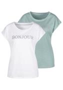 NU 20% KORTING: Vivance T-shirt met modieuze frontprint 'bonjour' (set...