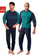 le jogger® Pyjama in een lang model met opgestikte strepen (4-delig, S...