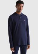 United Colors of Benetton Poloshirt met lange mouwen met splitjes opzi...