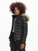 TOMMY JEANS Donsjack TJW BASIC HOODED JACKET met imitatiebont aan de c...