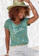 NU 20% KORTING: Beachtime T-shirt met modieuze frontprint 'smile'