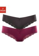 Lascana Brazilian slip met mooie kant achter (set, 2 stuks)