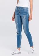Arizona Slim fit jeans Met zichtbare, schuine knoopsluiting