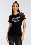 KangaROOS Kanten shirt met raglanmouwen en merkopschrift