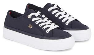 NU 20% KORTING: Tommy Hilfiger Plateausneakers ESSENTIAL VULC CANVAS S...