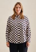 seidensticker Overhemdblouse Zwarte roos Lange mouwen kraag geometrisc...