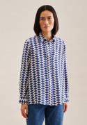 seidensticker Overhemdblouse Zwarte roos Lange mouwen kraag geometrisc...