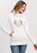 Ragwear Sweater NESKA LOVE O met asymmetrische sjaalkraag in rainbow p...