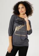 Aniston SELECTED Shirt met 3/4-mouwen met pailletten en vleermuismouwe...