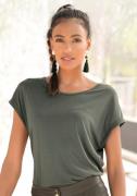 Lascana Shirt met korte mouwen in basic stijl, t-shirt van zachte visc...