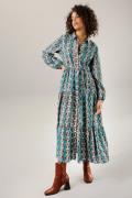 Aniston CASUAL Maxi-jurk nostalgische print versierd met schelpen (Met...