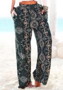 Lascana Strandbroek met etnische print en zakken, wide leg, marlene br...