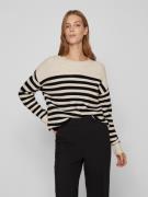 Vila Trui met ronde hals VIRIL RIB STRIPE L/S KNIT TOP - NOOS