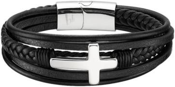 Bruno Banani Leren armband Sieraad cadeau armband kruis, B4090B/20/00/...