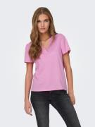 Only Shirt met V-hals ONLBENITA S/S V-NECK TOP JRS