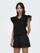 NU 20% KORTING: Only Shirt met V-hals ONLLOU EMB S/S FRILL TOP PTM