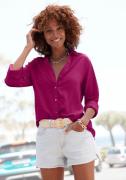 Lascana Overhemdblouse van linnenmix, damesblouse met overhemdkraag en...