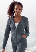 NU 20% KORTING: H.I.S Capuchonsweatvest met zijpiping en kleine merkbo...