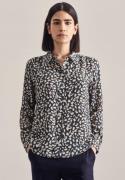 seidensticker Overhemdblouse Zwarte roos Lange mouwen kraag print