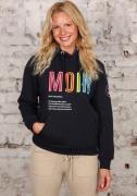 Zwillingsherz Sweatshirt met capuchon, print aan voorkant, neon detail...