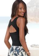 s.Oliver RED LABEL Beachwear Geribde tanktop met cut-outs op de rug, s...