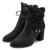 Lascana Highheel-laarsjes met modieuze punt en comfortabele blokhak, e...