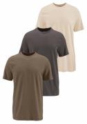 Man's World T-shirt Korte mouwen, effen, ronde hals, van katoen, in 3-...