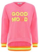 Zwillingsherz Sweatshirt DANA met "good mood"-opdruk en neonkleurige b...