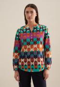 seidensticker Klassieke blouse Zwarte roos Tunika met geometrische pat...