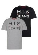 NU 20% KORTING: H.I.S Shirt met ronde hals slank gesneden, bedrukt ont...