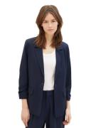 Tom Tailor Denim Korte blazer met gerimpelde mouwen en vloeiende visco...