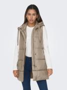 Only Bodywarmer ONLASTA – Lange gewatteerde bodywarmer met capuchon vo...