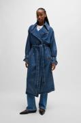 HUGO Blue Trenchcoat Garena met tailleband, all-over denim fashion pie...