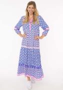 Zwillingsherz Maxi-jurk Dreams met patroonmix, knoopsluiting en 3/4 ar...