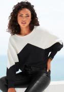 Lascana Gebreide trui met colorblock-look en lichte vleermuismouwen
