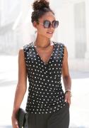 Lascana Tanktop in wikkel-look, blousetop met alloverprint en zijraffi...